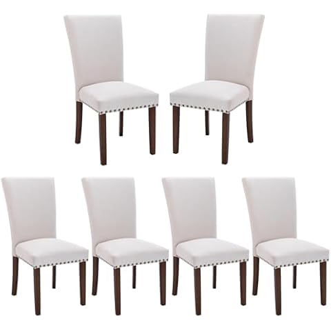 COLAMY Upholstered Fabric Dining Chairs Set of 6 Cover