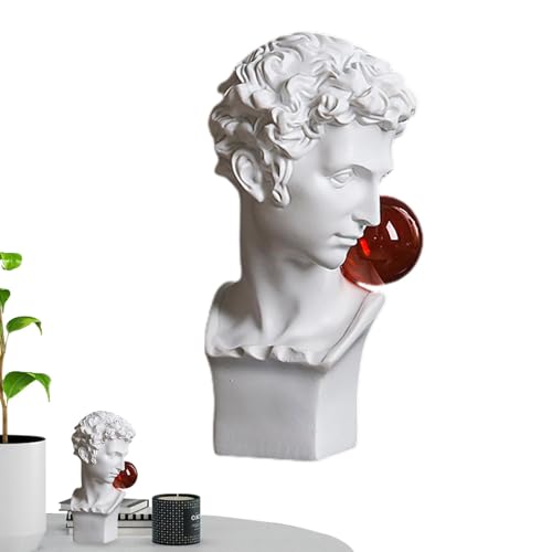 Griechische Büstenstatue - Davids Büstenstatue, Einzelharz Griechische Harzblasenskulptur - wasserdichte Desktop -Kunststatue, multifunktionale dekorative handwerkliche Ornamente, Dekoration, Dekorati