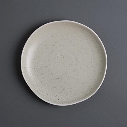 Olympia Chia Rustic Plates Set 205 mm/8 inch (Pack of 6), Sand Coloured Vitrified Porcelain, Microwave and Dishwasher Safe, Reactive Glaze, BS4034 Certified, Commercial and Home Use, DR808