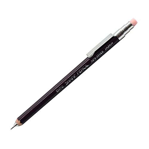 Crayon mécanique en bois OHTO 0,5 mm bordeaux avec gomme et clip