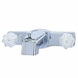 Wasserman Offset Mobile Home Tub Faucet spout, 8 inch Tub Spout with Diverter, Double Handle Shower Faucet, Chrome, 3 Hole, Bathtub Faucet for Mobile Home, Trailer House, Campers, Motorhome