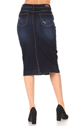 Fashion2Love Women's Juniors/Plus Size Destroyed Ripped Pencil Stretch Denim Skirt (77883)3