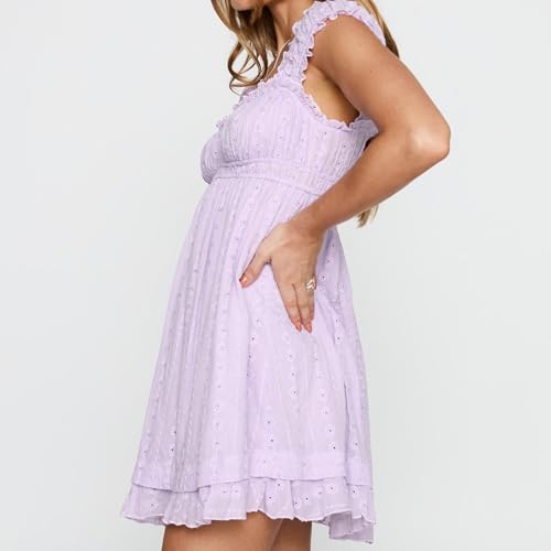 Image of Women's Y2K Babydoll Mini Dress Fairy Vintage Sleeveless Square Neck Sweet Short Party Princess Summer Sundress