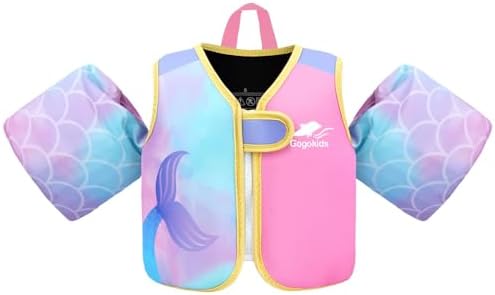 Gogokids Toddler Swim Vest, Kids Floaties for 20-50 lbs Girls & Boys, Buoyancy Jacket Swimming Aid with Water Wings for 2-6 Years, Pool/Beach