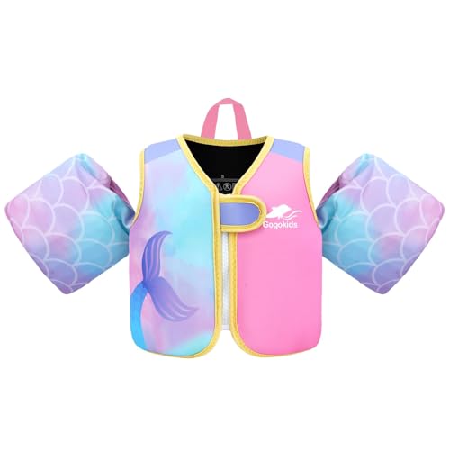 Gogokids Colete de natação infantil, boias infantis para meninas e meninos de 9 a 22 kg, jaqueta flutuante com asas de água para 2 a 6 anos, piscina/praia