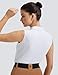 FitsT4 Sports Womens Equestrian Tank Top UPF50+ Sleeveless Horse Riding Shirts Polo Collar Button Up for Workout Golf Tennis White XL