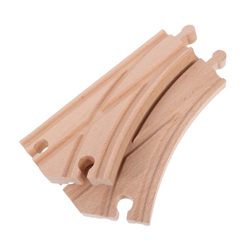 TOYANDONA 2pcs Wooden Train Track Connectors Multi-Directional Switch Tracks for Boys and Girls Educational Model Train Accessories Sturdy Wooden Construction