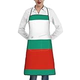 JaoXer Stilvolle Schürze mit bulgarischer Flagge für Damen und Herren, weiche Unisex-Kochschürze mit verstellbaren Taschen