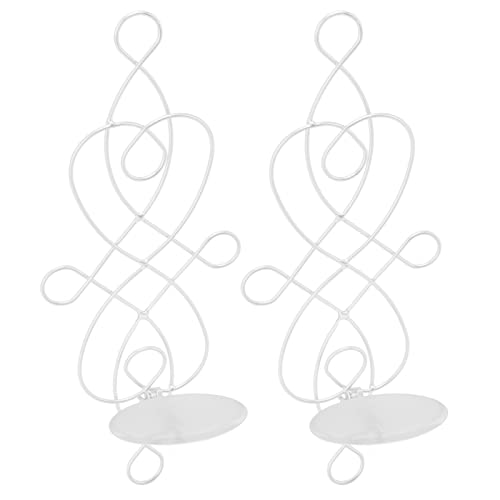 Generic Iron Hanging Wall Candleholders Unique Design Deformation Resistant Candle Sconce Holder for Wedding Ceremony, 2 Pieces (White)