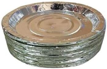 KAM Home Disposable Paper Pattal Plate, 7-Inch, Silver (100)