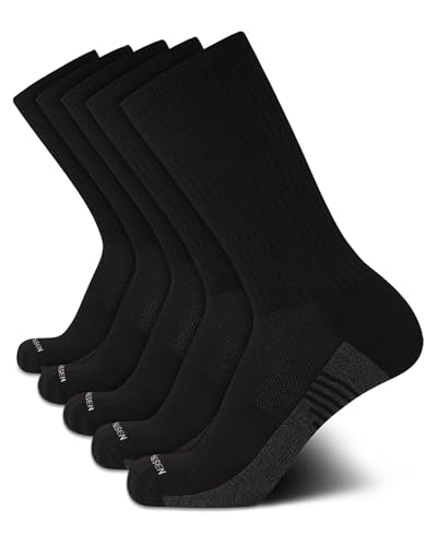 Van Heusen Mens Crew Socks - 5 Pack Performance Cushion Comfort Breathable Athletic Socks for Men (Size: 6-12.5)