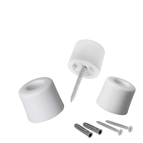 LouMaxx 3 Stück Türstopper Boden zum Schrauben aus Gummi - 3er Set in weiss - Bodentürstopper - Türstopper zum Schrauben - Bodenmontage - Der Perfekte Schutz gegen anschlagende Türen