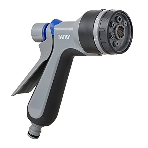 Tatay Pistola Premium per irrigazione, Connettore Universale, 7 Posizioni, Regolatore, Protezione solare, Installazione facile, Colore Grigio/Nero