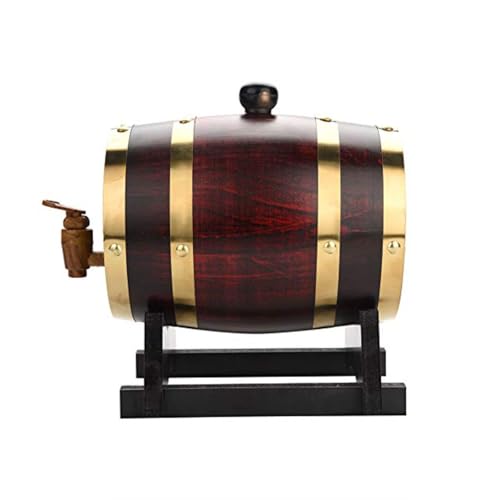 MYUYEE Barril De Madera De Pino De 1,5 L, Barril De Cerveza, Barril De Whisky con Cierre Hermético, Dispensador A Prueba De Fugas, Cubo De Brandy, Soporte De Almacenamiento
