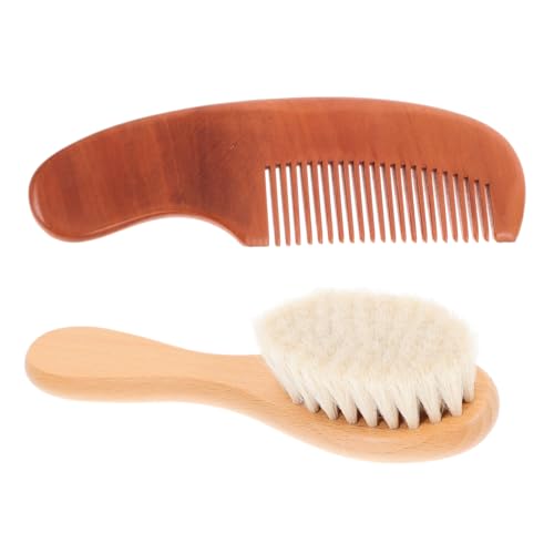 Ipetboom Detangler Brush Comb Set Baby Grooming Kit Wooden Comb Bathing Brush Gentle on Baby's Hair Scalp
