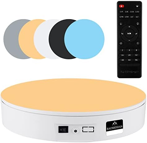 BAOSHISHAN Rotating Display Stand Electric Rotating Turntable Remote Control Photography Turntable 35CM 60KG Load Motorized Turntable 360º Rotating for Product Display 220V White