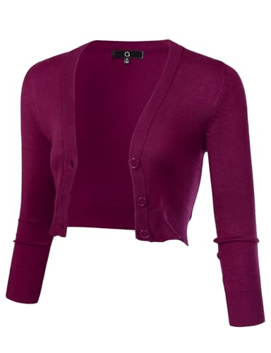 Image of Allsense Women's Cropped Bolero Shrug Cardigan | 3 /4 Sleeve, Button Down, Lightweight Knit Sweater
