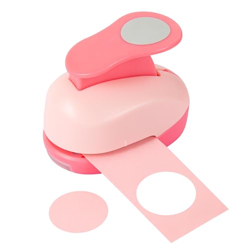 QIQQIKIN Circle Paper Punch 1 Inch Hole Puncher Pink Craft Tool for Scrapbooking Card Making Circular Shape Cutter Sticker Maker