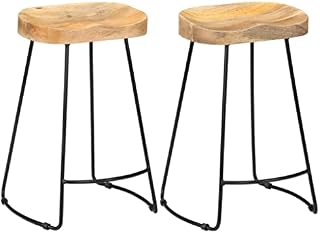 vidaXL 2x Solid Mango Wood Gavin Bar Stools Home Kitchen Breakfast Dining Room Chair Seat Seating Furniture 45x40x62cm