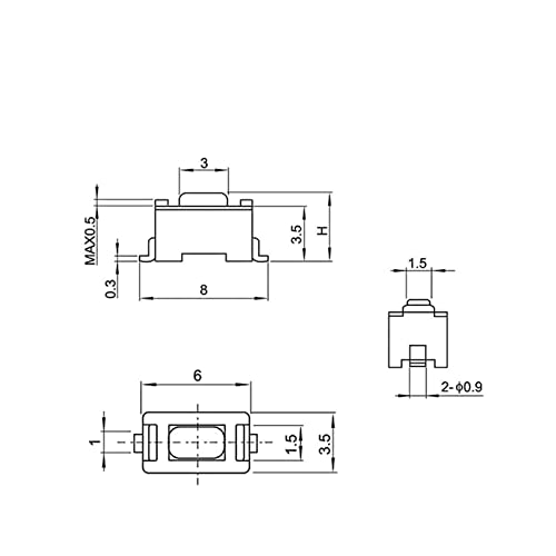 Microinterruptores de 2 pines boton tactil de 3x6x5mm interruptor momentaneo pack de 100 2