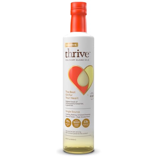 Thrive Cooking Oil - Reserve Pure Algae Oil, Heart and Health-Conscious Oil, Rich in Omega-9 Monounsaturated Fat (90%), Very Low Omega-6, 16.9 fl oz, 1 Pack
