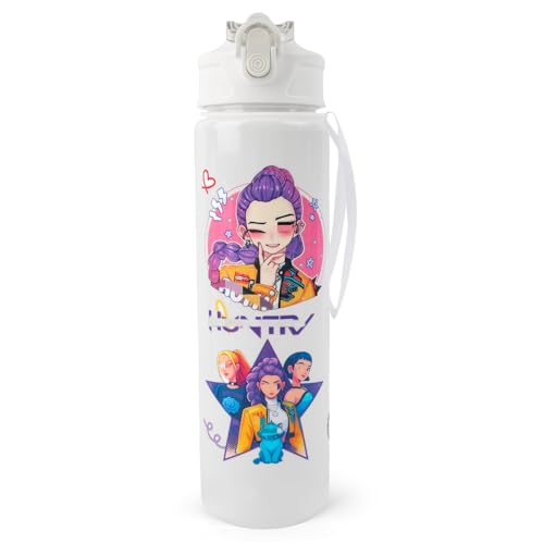 800ML Kpop Cartoon Water Bottle Reusable Leak Proof Anime Bpa Free Water Bottle with Lid & Straw for Kids Adult Stylish Drink Tumbler For School Travel Gym Pefect Gifts for Fans