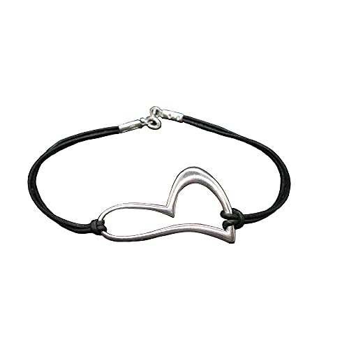 Bracelet en argent 925 cœur et cuir le cadeau idéal pour prouver votre amour