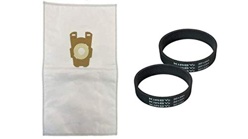 6 Pack Replacement Kirby Style F Bags 204811, 204814, 204808, Kirby F Micron Magic Vacuum Bags + 2 Original Belts. Fits Kirby Avalir, Sentria I, II, G10, G10D, G10E