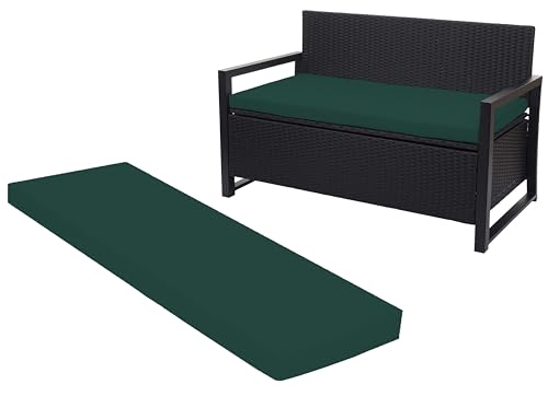Crescent Textile 100% Waterproof Garden Bench Cushion 2/3/4 Seater Outdoor Long Bench Seat Pad for Lawn & Garden, Patio, Office, Coffee Shop with Removable Cover (3 Seater 140cm x 51cm x 5cm, Green)
