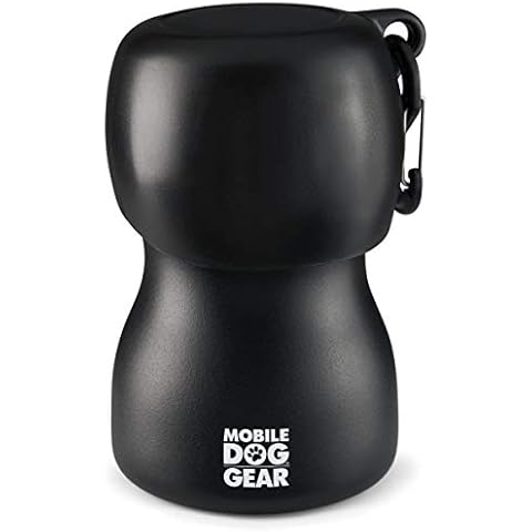 Mobile Dog Gear, Stainless Steel Dog Water Bottle for Small Dogs, 9.5 Ounces, Black Cover