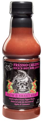 Tony Piggs Hot BBQ Sauce Fresno Creeper Flavor (19oz) - Condiment Topping for Wings, Ribs & Burgers at Football Tailgate Parties - Barbecue Sauce w Hot Sauce Heat from Fresh Peppers - Grilling Gift