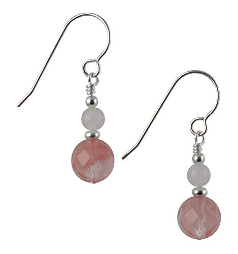 Preisvergleich Produktbild Ohrringe mit facettiertem Kirschquarz, Rosenquarz und Sterlingsilber, mit Geschenkbox