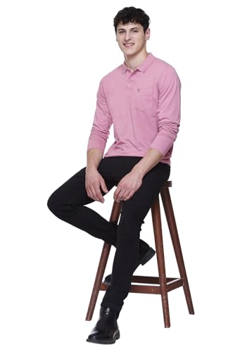 Image of Polo Full Sleeve t Shirt for Men Cotton with Pocket and Collar - Regular Fit Tshirt