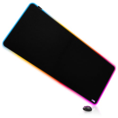 Vyaaa 47" x 20" RGB Gaming Mouse Pad, XXL LED Desk Mat with 9 Light-Up...