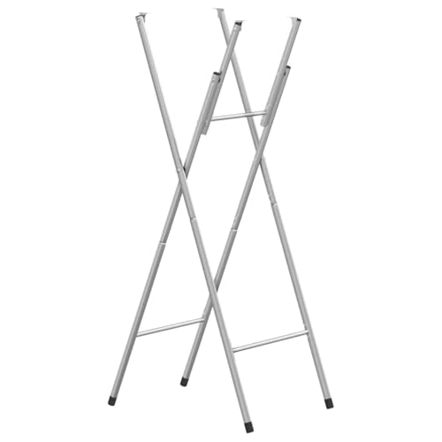 mzdioop Mesa de bar plegable plateada, acero galvanizado, 45 x 53 x 108 cm, pata de mesa estable, pie de repuesto para mesa alta, adecuado para cocina, oficina, salón, montaje DIY