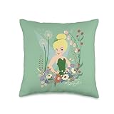 Disney Tinker Bell Peter Pan Fairy and Flowers Throw Pillow