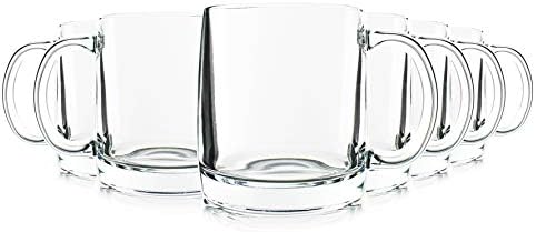 USA made 13oz Glass Coffee Mugs. Heavy Duty Glass Construction, 6pk by Serami