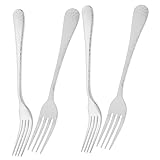 FONDOTIN 4 Stück Teiliges Edelstahl gabel Hammerschlag griff Ausziehbar und Spülmaschinenfest Wiederverwendbar Komfortabel und Rutschfest Geeignet für Zuhause Hotel und Restaurant