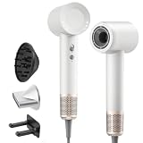 Secador Pelo Profesional Iónico con Difusor, 160.000 RPM, Blanco