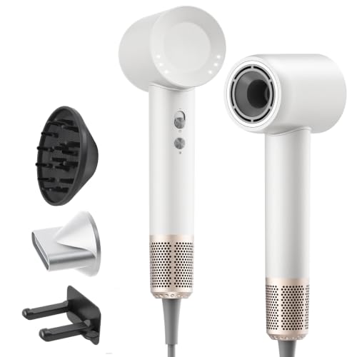 Hahimify Sèche-Cheveux Ionique Professionnel avec Diffuseur, Blanc