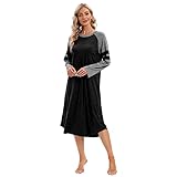 ETOSELL Women's Nightgown Novelty Sleepshirts O Neck Long Sleeve Sleep Shirt Loose Comfy Pajama Slee