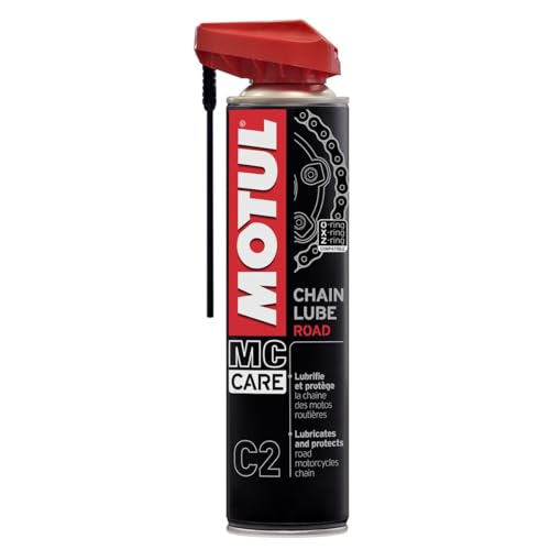 Motul - Lubrificante C2 Chain Lube Road (400ml) | Fórmula incolor e altamente aderente para correntes de motos de estrada e uso urbano | Resistente à água