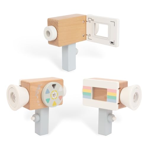 Wooden Mini Pretend Video Camera Toy for Toddlers 3 Years Old, Christmas Birthday Gifts Photographed Props for Boys Girls Children Kids