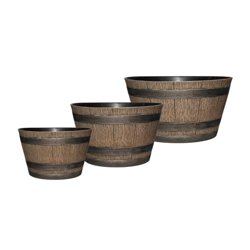 HTI living Blumenkübel Nessa Holzoptik 3er-Set Pflanzschale Kunststoff