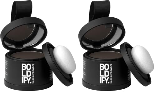 Image of BOLDIFY Hairline Powder - Water-Resistant Root Touch Up Hair Color for Gray Coverage - 24-Hour Stain-Proof, Mess-Free Hair Powder for Thinning Hair (4g, Ash Brown Pack of 2)