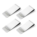 Clip de Dinero de Metal, 4 Piezas, Acero Inoxidable Metal Delgado Efectivo Clip de Dinero Cartera, para Efectivos de Tarjeta de Crédito Paper Documentos, para hombres y mujeres, Plata