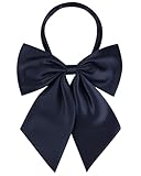 Ladies Adjustable Pre tied Bowtie - Solid Color Bow Ties for Women ( Navy blue
