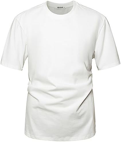 VEIISAR Herren Schwergewicht T-Shirt, Langarmshirt gebürstet - vorgewaschen