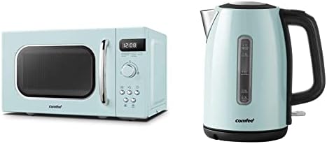 COMFEE' Retro Style 800w 20L Microwave Oven with 8 Auto Menus, 5 Cooking Power Levels, and Express Cook Button - Mint Green -CM-M202RAF(GN)