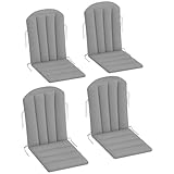 Outsunny Adirondack Chair Cushion Set of 4, Outdoor Chair Cushions with Ties, 25D High-Density Foam, High Back Patio Chair Cushions, Fade Resistant for Patio Furniture, 49" x 20" x 2", Gray